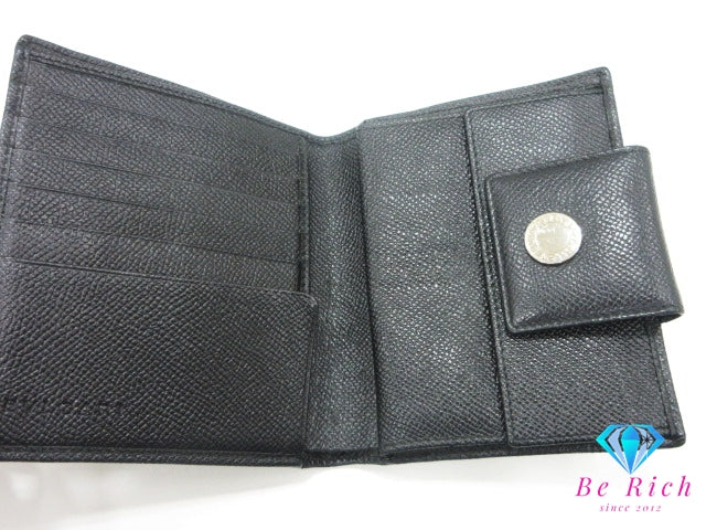 ブルガリ BVLGARI 二つ折り財布 ブルガリブルガリ ブラック 黒 レザー ロゴ コンパクト ウォレット  【中古】【送料無料】 bs4165