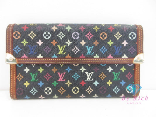 ルイ ヴィトン LOUIS VUITTON 三つ折り 長財布 ポルト トレゾール インターナショナル M92658 モノグラム マルチカラーノワール ブラック 黒 二つ折り財布 ロング ウォレット 【中古】【送料無料】 bs4166