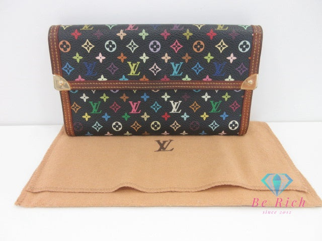 ルイ ヴィトン LOUIS VUITTON 三つ折り 長財布 ポルト トレゾール インターナショナル M92658 モノグラム マルチカラーノワール ブラック 黒 二つ折り財布 ロング ウォレット 【中古】【送料無料】 bs4166