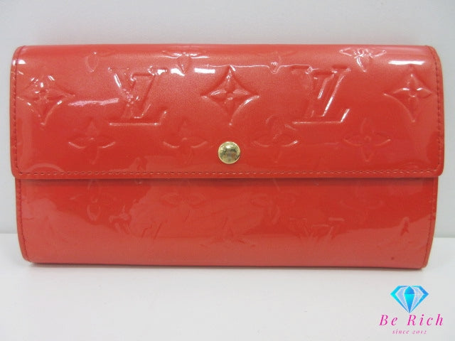 ルイ ヴィトン LOUIS VUITTON 長財布 モノグラム ヴェルニ  ポルト フォイユ サラ M93634 オレンジ サンセット パテント レザー 二つ折り 【中古】【送料無料】 bs4169