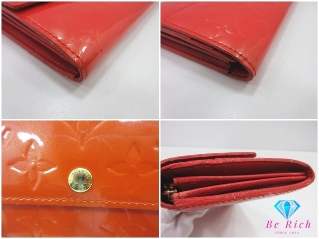 ルイ ヴィトン LOUIS VUITTON 長財布 モノグラム ヴェルニ  ポルト フォイユ サラ M93634 オレンジ サンセット パテント レザー 二つ折り 【中古】【送料無料】 bs4169