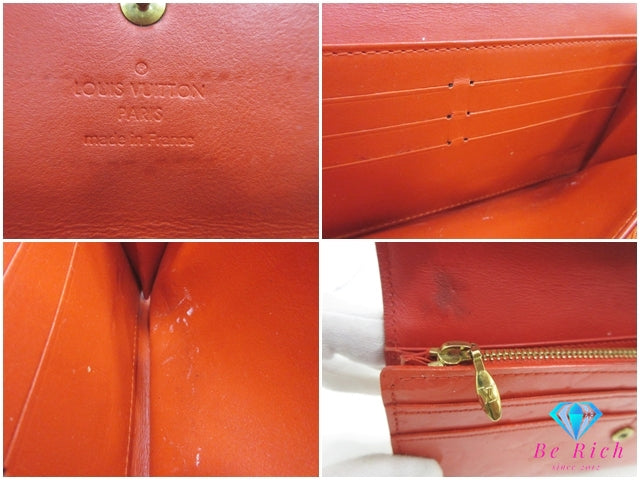 ルイ ヴィトン LOUIS VUITTON 長財布 モノグラム ヴェルニ  ポルト フォイユ サラ M93634 オレンジ サンセット パテント レザー 二つ折り 【中古】【送料無料】 bs4169