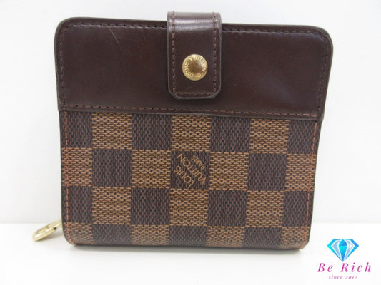 ルイ ヴィトン LOUIS VUITTON 二つ折り財布 ダミエ コンパクト ジップ N61668 エベヌ ブラウン 茶LV ロゴ ラウンド ファスナー コンパクト ウォレット 【中古】【送料無料】 bs4171