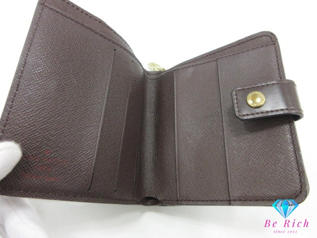 ルイ ヴィトン LOUIS VUITTON 二つ折り財布 ダミエ コンパクト ジップ N61668 エベヌ ブラウン 茶LV ロゴ ラウンド ファスナー コンパクト ウォレット 【中古】【送料無料】 bs4171