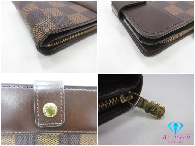ルイ ヴィトン LOUIS VUITTON 二つ折り財布 ダミエ コンパクト ジップ N61668 エベヌ ブラウン 茶LV ロゴ ラウンド ファスナー コンパクト ウォレット 【中古】【送料無料】 bs4171