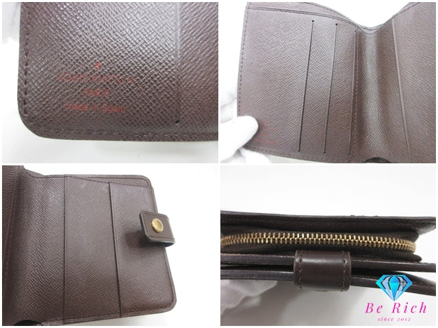 ルイ ヴィトン LOUIS VUITTON 二つ折り財布 ダミエ コンパクト ジップ N61668 エベヌ ブラウン 茶LV ロゴ ラウンド ファスナー コンパクト ウォレット 【中古】【送料無料】 bs4171
