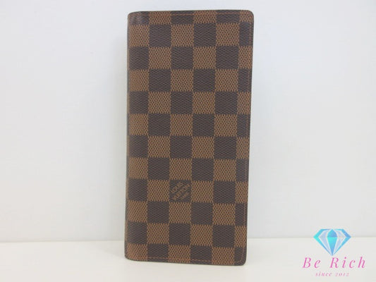 ルイ ヴィトン LOUIS VUITTON メンズ 二つ折り財布 長財布 ダミエ ポルト フォイユ ブラザ N60017 エベヌ ブラウン 茶 LV ロゴ ロング ウォレット  【中古】【送料無料】 bs4178