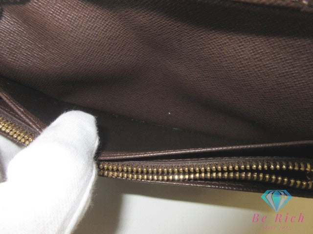 ルイ ヴィトン LOUIS VUITTON メンズ 二つ折り財布 長財布 ダミエ ポルト フォイユ ブラザ N60017 エベヌ ブラウン 茶 LV ロゴ ロング ウォレット  【中古】【送料無料】 bs4178