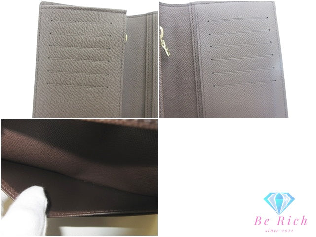 ルイ ヴィトン LOUIS VUITTON メンズ 二つ折り財布 長財布 ダミエ ポルト フォイユ ブラザ N60017 エベヌ ブラウン 茶 LV ロゴ ロング ウォレット  【中古】【送料無料】 bs4178