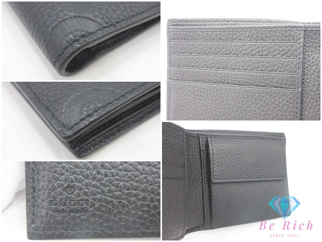 GUCCI グッチ 二つ折り財布 ジャンボ GG 739479 黒 ブラック レザー コンパクト ウォレット メンズ ギフト 【中古】【送料無料】bs4181
