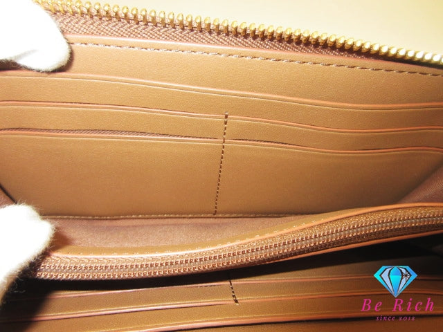 コーチ ラウンド ファスナー 長財布 59267 シグネチャー 茶 ブラウン PVC レザー COACH 【中古】【送料無料】 bs4182