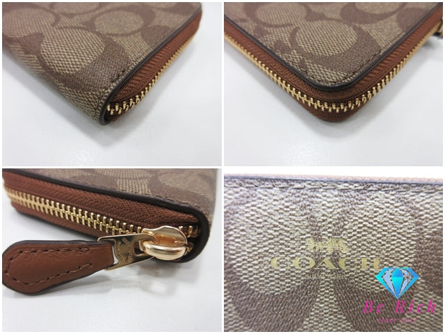 コーチ ラウンド ファスナー 長財布 59267 シグネチャー 茶 ブラウン PVC レザー COACH 【中古】【送料無料】 bs4182
