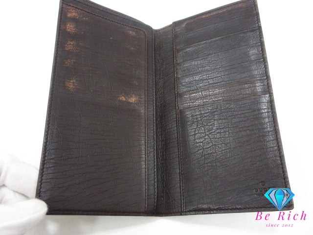 グッチ GUCCI メンズ 二つ折り 長財布 長札入れ 小銭入れなし 115149 GG スプリーム ベージュ PVC レザー ロゴ ロング ウォレット 【中古】【送料無料】bs4185