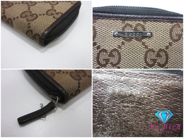 グッチ GUCCI コインケース 小銭入れ 115255 GG 茶 ブラウン ロゴ キャンバス レザー ラウンドファスナー コンパクト ウォレット  【中古】【送料無料】 bs4186