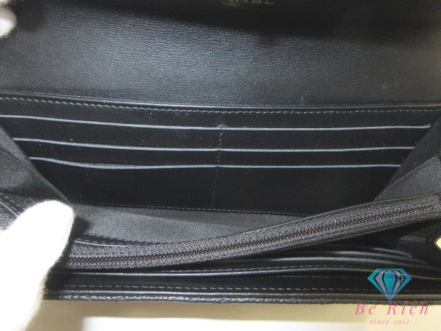美品 シャネル CHANEL マトラッセ CC フィリグリー 二つ折り財布 長財布 A84448 ブラック 黒 キャビアスキン レザー ココマーク CC ロゴ ロング ウォレット 【中古】【送料無料】  bs4196