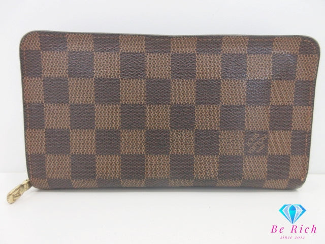 ルイ ヴィトン LOUIS VUITTON ラウンド ファスナー 長財布 ダミエ エベヌ ポルト モネ ジップ N61728 茶 ブラウン 財布 ロング ウォレット 【中古】【送料無料】 bs4201