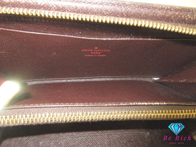 ルイ ヴィトン LOUIS VUITTON ラウンド ファスナー 長財布 ダミエ エベヌ ポルト モネ ジップ N61728 茶 ブラウン 財布 ロング ウォレット 【中古】【送料無料】 bs4201