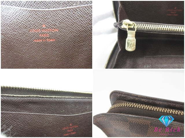 ルイ ヴィトン LOUIS VUITTON ラウンド ファスナー 長財布 ダミエ エベヌ ポルト モネ ジップ N61728 茶 ブラウン 財布 ロング ウォレット 【中古】【送料無料】 bs4201