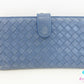 ボッテガヴェネタ BOTTEGA VENETA がま口 二つ折り 財布 長財布 121062 イントレチャート レザー ブルー 青 ロング ウォレット  【中古】【送料無料】bs4202