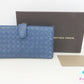 ボッテガヴェネタ BOTTEGA VENETA がま口 二つ折り 財布 長財布 121062 イントレチャート レザー ブルー 青 ロング ウォレット  【中古】【送料無料】bs4202