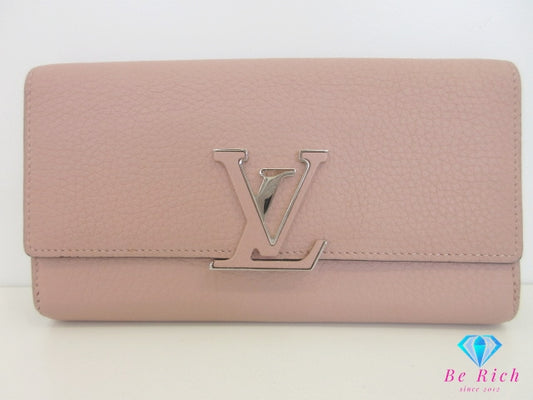 ルイ ヴィトン LOUIS VUITTON ポルト フォイユ カプシーヌ M61250 マグノリア ピンク トリヨン レザー LV ロゴ 長財布 二つ折り財布 ロング ウォレット  【中古】【送料無料】 bs4207