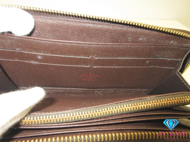 ルイ ヴィトン LOUIS VUITTON 二つ折り財布 ダミエ ジッピーウォレット N60015 エベヌ ラウンド ファスナー 長財布 ロング ウォレット 【中古】【送料無料】 bs4218