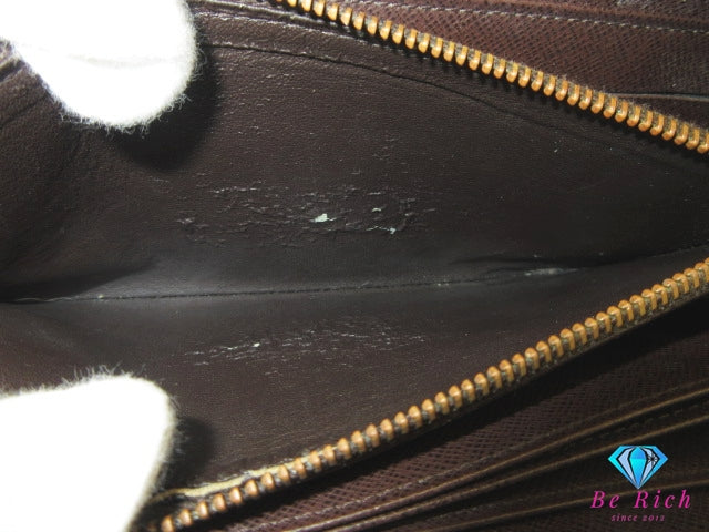 ルイ ヴィトン LOUIS VUITTON 二つ折り財布 ダミエ ジッピーウォレット N60015 エベヌ ラウンド ファスナー 長財布 ロング ウォレット 【中古】【送料無料】 bs4218