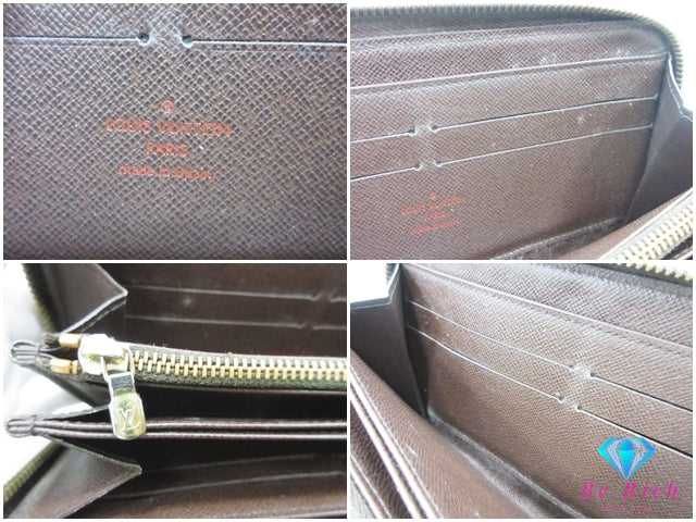 ルイ ヴィトン LOUIS VUITTON 二つ折り財布 ダミエ ジッピーウォレット N60015 エベヌ ラウンド ファスナー 長財布 ロング ウォレット 【中古】【送料無料】 bs4218