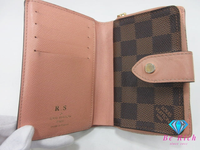 ルイ ヴィトン LOUIS VUITTON ポルトフォイユ ジュリエット N60380 二つ折り 財布 ダミエ エベヌ ピンク ベージュ LV ロゴ コンパクト ウォレット 【中古】【送料無料】bs4220