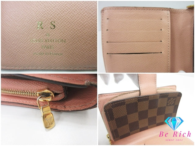 ルイ ヴィトン LOUIS VUITTON ポルトフォイユ ジュリエット N60380 二つ折り 財布 ダミエ エベヌ ピンク ベージュ LV ロゴ コンパクト ウォレット 【中古】【送料無料】bs4220
