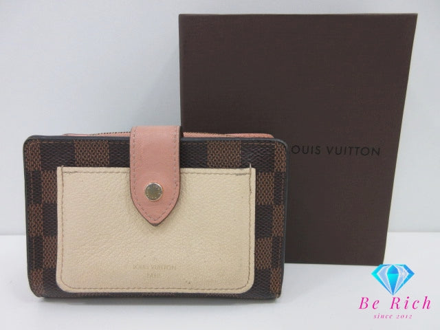 ルイ ヴィトン LOUIS VUITTON ポルトフォイユ ジュリエット N60380 二つ折り 財布 ダミエ エベヌ ピンク ベージュ LV ロゴ コンパクト ウォレット 【中古】【送料無料】bs4220