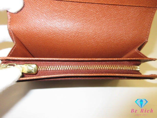 ルイ ヴィトン LOUIS VUITTON 二つ折り財布 モノグラム ポルト モネ ビエ トレゾール M61730 ブラウン 茶 L字ファスナー 小銭入れ LV ロゴ 中財布 ミディアム ウォレット 【中古】【送料無料】 bs4225
