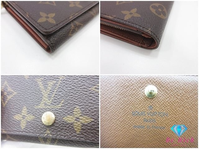 ルイ ヴィトン LOUIS VUITTON 二つ折り財布 モノグラム ポルト モネ ビエ トレゾール M61730 ブラウン 茶 L字ファスナー 小銭入れ LV ロゴ 中財布 ミディアム ウォレット 【中古】【送料無料】 bs4225