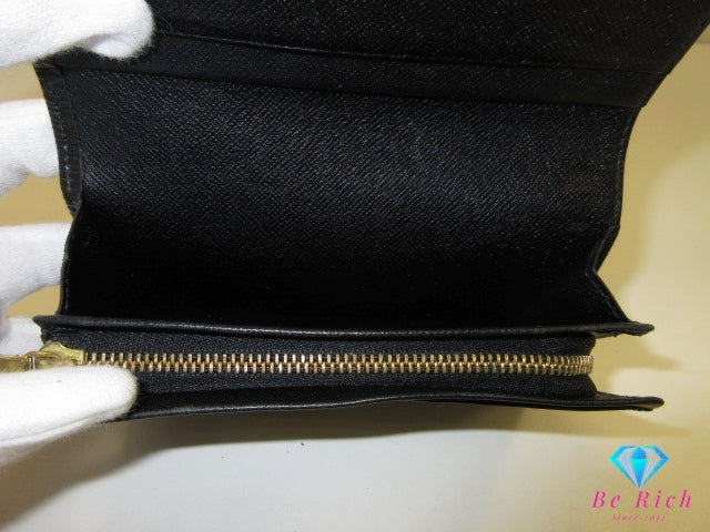 ルイ ヴィトン LOUIS VUITTON 二つ折り財布 エピ ポルト モネ ビエ トレゾール M63972 ノワール ブラック 黒 L字ファスナー 小銭入れ LV ロゴ 中財布 ミディアム ウォレット 【中古】【送料無料】 bs4227