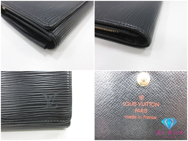 ルイ ヴィトン LOUIS VUITTON 二つ折り財布 エピ ポルト モネ ビエ トレゾール M63972 ノワール ブラック 黒 L字ファスナー 小銭入れ LV ロゴ 中財布 ミディアム ウォレット 【中古】【送料無料】 bs4227