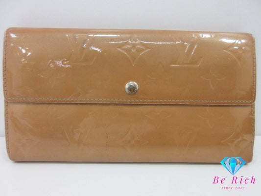ルイ ヴィトン LOUIS VUITTON 長財布 モノグラム ヴェルニ M91380 ポシェット ポルト モネ クレディ ノワゼット ベージュ パテント レザー ロング ウォレット 【中古】【送料無料】 bs4231