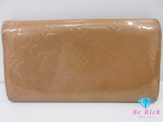ルイ ヴィトン LOUIS VUITTON 長財布 モノグラム ヴェルニ M91380 ポシェット ポルト モネ クレディ ノワゼット ベージュ パテント レザー ロング ウォレット 【中古】【送料無料】 bs4231