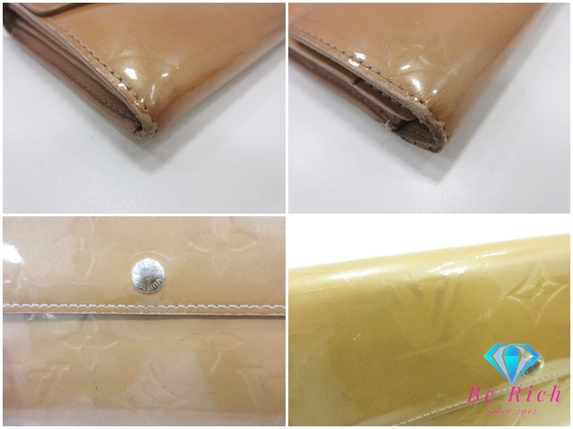 ルイ ヴィトン LOUIS VUITTON 長財布 モノグラム ヴェルニ M91380 ポシェット ポルト モネ クレディ ノワゼット ベージュ パテント レザー ロング ウォレット 【中古】【送料無料】 bs4231