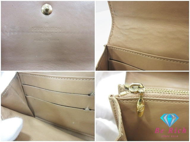 ルイ ヴィトン LOUIS VUITTON 長財布 モノグラム ヴェルニ M91380 ポシェット ポルト モネ クレディ ノワゼット ベージュ パテント レザー ロング ウォレット 【中古】【送料無料】 bs4231