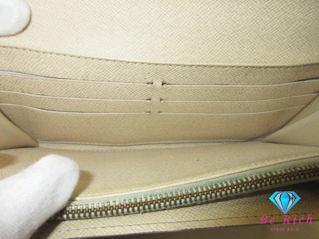 ルイ ヴィトン LOUIS VUITTON N61735 ダミエ アズール ポルト フォイユ サラ 白 グレー LV ロゴ 二つ折り財布 長財布 ロング ウォレット 【中古】【送料無料】bs4232