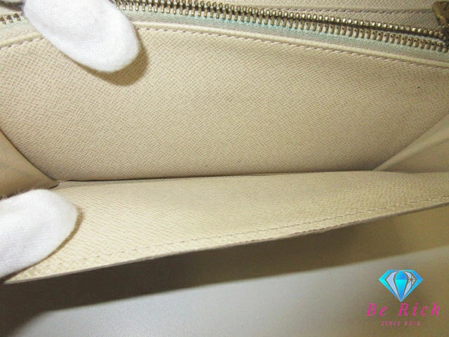 ルイ ヴィトン LOUIS VUITTON N61735 ダミエ アズール ポルト フォイユ サラ 白 グレー LV ロゴ 二つ折り財布 長財布 ロング ウォレット 【中古】【送料無料】bs4232