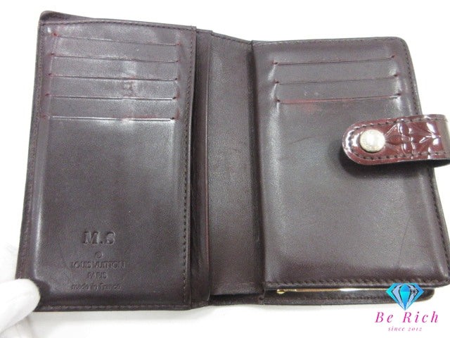 ルイ ヴィトン LOUIS VUITTON がま口 二つ折り財布 M93521 モノグラム ヴェルニ ポルト フォイユ ヴィエノワ アマラント 赤紫 パープル系 パテント レザー エナメル LV ロゴ 中財布 ミディアム コンパクト ウォレット 【中古】【送料無料】 bs4233