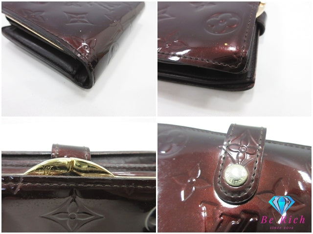 ルイ ヴィトン LOUIS VUITTON がま口 二つ折り財布 M93521 モノグラム ヴェルニ ポルト フォイユ ヴィエノワ アマラント 赤紫 パープル系 パテント レザー エナメル LV ロゴ 中財布 ミディアム コンパクト ウォレット 【中古】【送料無料】 bs4233