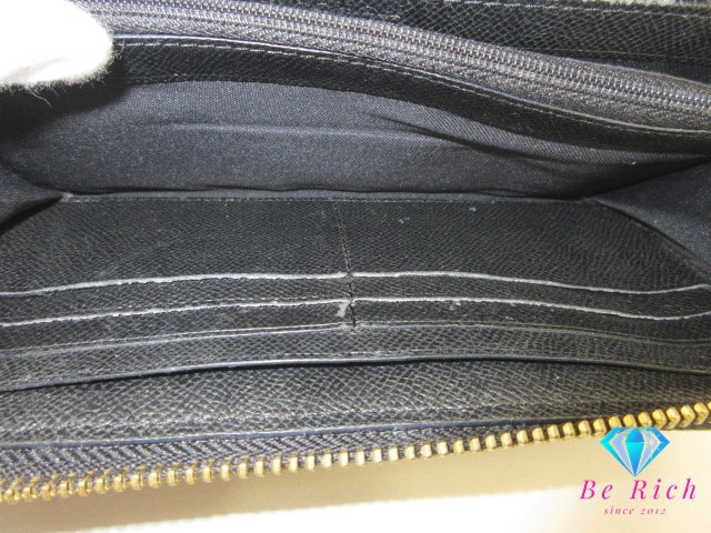 コーチ COACH ラウンド ファスナー 長財布 F54409 シグネチャー ブラウン ブラック 茶 黒 PVC レザー ロゴ 二つ折り財布 ロング ウォレット 【中古】【送料無料】 bs4236