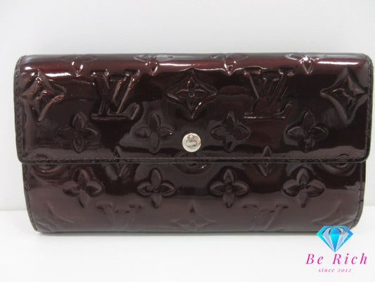 ルイ ヴィトン LOUIS VUITTON 二つ折り財布 長財布 モノグラム ヴェルニ ポルト フォイユ サラ M93524 アマラント パープル系 紫 パテント レザー LV ロゴ ロング ウォレット 【中古】【送料無料】 bs4242