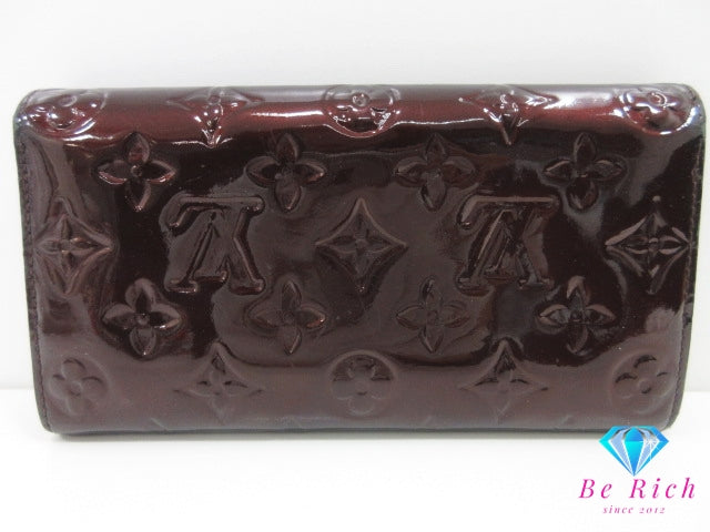 ルイ ヴィトン LOUIS VUITTON 二つ折り財布 長財布 モノグラム ヴェルニ ポルト フォイユ サラ M93524 アマラント パープル系 紫 パテント レザー LV ロゴ ロング ウォレット 【中古】【送料無料】 bs4242