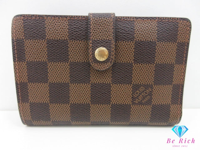 ルイ ヴィトン LOUIS VUITTON がま口 二つ折り財布 ダミエ ポルト モネ ビエ ヴィエノワ N61664 エベヌ ブラウン 茶 LV ロゴ 中財布 ミディアム コンパクト ウォレット  【中古】【送料無料】 bs4248