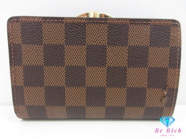 ルイ ヴィトン LOUIS VUITTON がま口 二つ折り財布 ダミエ ポルト モネ ビエ ヴィエノワ N61664 エベヌ ブラウン 茶 LV ロゴ 中財布 ミディアム コンパクト ウォレット  【中古】【送料無料】 bs4248
