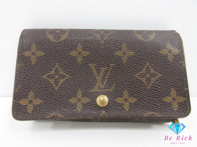 ルイ ヴィトン LOUIS VUITTON 二つ折り財布 モノグラム ポルト モネ ビエ トレゾール M61730 ブラウン 茶 L字ファスナー 小銭入れ LV ロゴ 中財布 ミディアム ウォレット 【中古】【送料無料】 bs4251