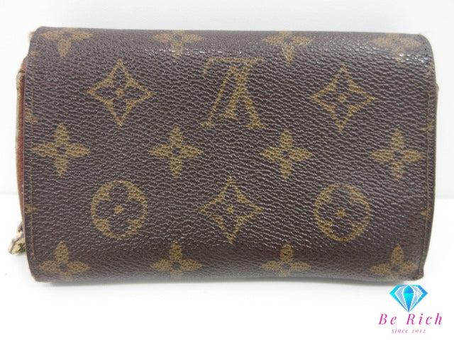 ルイ ヴィトン LOUIS VUITTON 二つ折り財布 モノグラム ポルト モネ ビエ トレゾール M61730 ブラウン 茶 L字ファスナー 小銭入れ LV ロゴ 中財布 ミディアム ウォレット 【中古】【送料無料】 bs4251